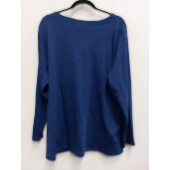 Quacker Factory Womens Christmas Cardigan Sz 1X Blue Embroidered Wearable Art - Picture 8 of 9